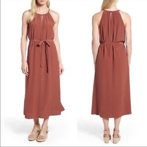 Eileen Fisher Tencel Vicose Crepe Halter Dress brown size XS‎
